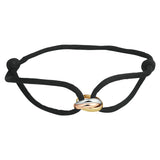 Satijnen armband met driekleurige gouden ringen