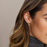 Gold Hoop Earrings with Cubic Zirconia Pendant