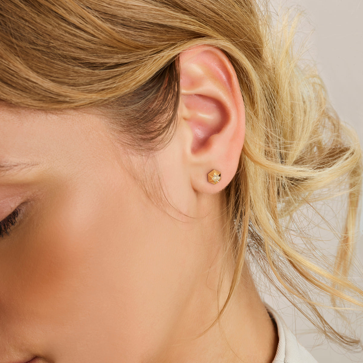 Gouden Oorknopjes Diamant Geslepen