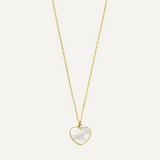 Gouden Ketting Hart Gedraaide Rand met Parelmoer