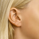 Gold Baguette Ear Studs Zirconia