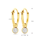 Gold Hoop Earrings with Cubic Zirconia Pendant