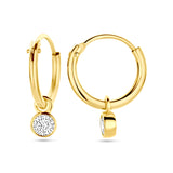 Gold Hoop Earrings with Cubic Zirconia Pendant
