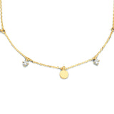 Gold Coin Pendant Necklace with cubic Zirconia stones