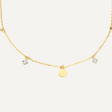 Gold Coin Pendant Necklace with cubic Zirconia stones