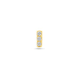 14K Gold Flatback Piercing with 3 Zirconias - 5×1.5 mm Bar