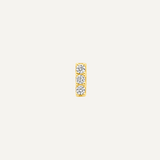 14K Gold Flatback Piercing with 3 Zirconias - 5×1.5 mm Bar