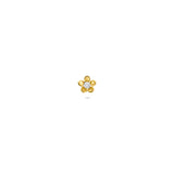 14K Gold Flatback Piercing with Flower and Zirconia - 3.5 mm