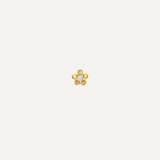 14K Gold Flatback Piercing with Flower and Zirconia - 3.5 mm