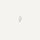 14K Gold Flatback Piercing with Marquise Zirconia - 5.5×2.5 mm