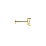 14K Gold Flatback Piercing with Marquise Zirconia - 5.5×2.5 mm