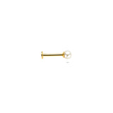 14K Gouden Flatback Piercing met Parel - 3,5 mm