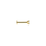 14K Gold Flatback Piercing with Princess-Cut Zirconia - 2.5 mm