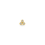 14K Gold Flatback Piercing with Triangle Triple Zirconias - 3×3 mm