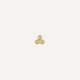 14K Gold Flatback Piercing with Triangle Triple Zirconias - 3×3 mm