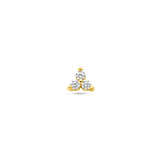 14K Gold Flatback Piercing with Triangle Zirconias - 3.5×4 mm