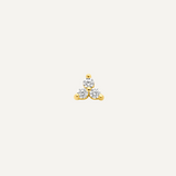 14K Gold Flatback Piercing with Triangle Zirconias - 3.5×4 mm