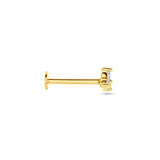 14K Gold Flatback Piercing with Triangle Zirconias - 3.5×4 mm