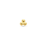 14K Gold Flatback Piercing with Triple Ball Triangle - 3 mm