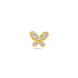 14K Gold Flatback Piercing with Zirconia Butterfly - 4.5×5.5 mm