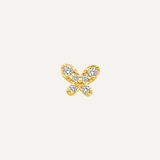 14K Gold Flatback Piercing with Zirconia Butterfly - 4.5×5.5 mm