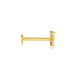 14K Gold Flatback Piercing with Zirconia Butterfly - 4.5×5.5 mm