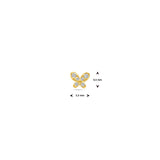 14K Gold Flatback Piercing with Zirconia Butterfly - 4.5×5.5 mm