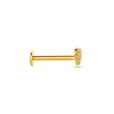 14K Gold Flatback Piercing with Zirconia Heart - 3.5×4 mm