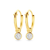 Gold Hoop Earrings with Cubic Zirconia Pendant