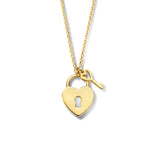 Gold Heart Lock and Key Necklace