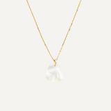 Gold Necklace Heart Mother of Pearl