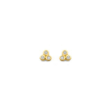 Gold Ear Studs with Zirconia Cluster