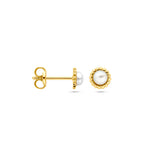 Gold Ear Studs Twisted with Pearl