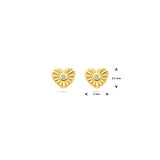 Gold Ear Studs Heart Zirconia