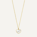 Gold Necklace Twist Heart Mother of Pearl