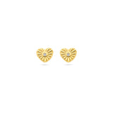 Gold Ear Studs Heart Zirconia