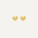 Gold Ear Studs Heart Zirconia