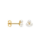 Gold Ear Studs Three Pearls