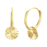 Gold Earrings Round with Diamond Cut