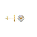 Gold Ear Studs Pavé Zirconia