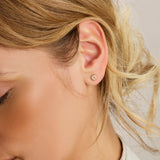 Gold Ear Studs Pavé Zirconia