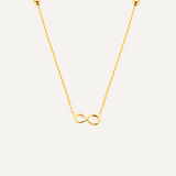 Gold Necklace with spheres and infinity pendant