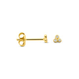 Gold Ear Studs with Zirconia Cluster