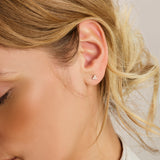 Gold Ear Studs Three Pearls