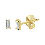 Gold Baguette Ear Studs Zirconia