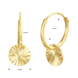 Gold Earrings Round with Diamond Cut