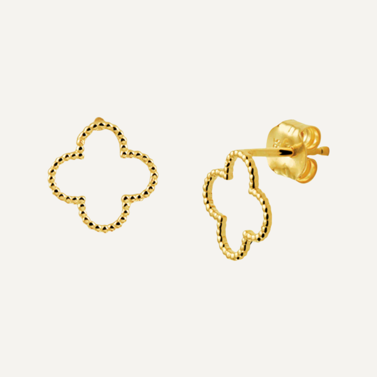 Gold Ear studs Open Clover