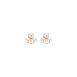 Gold Ear Studs Three Pearls