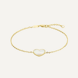 Gold Bracelet Heart Mother of Pearl